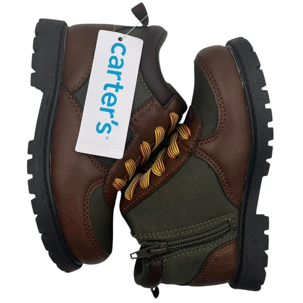 Carter's Toddler Boys Boston Fashion Ankle Boot Size 9 Brown-Olive Slip-on Style